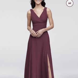 NWT Size 22 David's Bridal Surplice Tank Chiffon Bridesmaid / Formal Dress -Wine